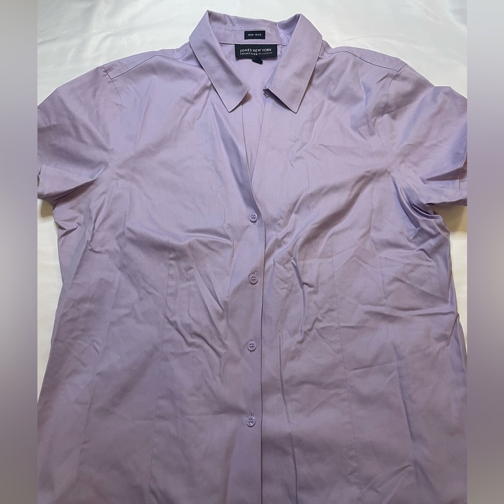 Jones New York collection platinum non-iron size 12 purple button up blouse - Picture 2 of 6